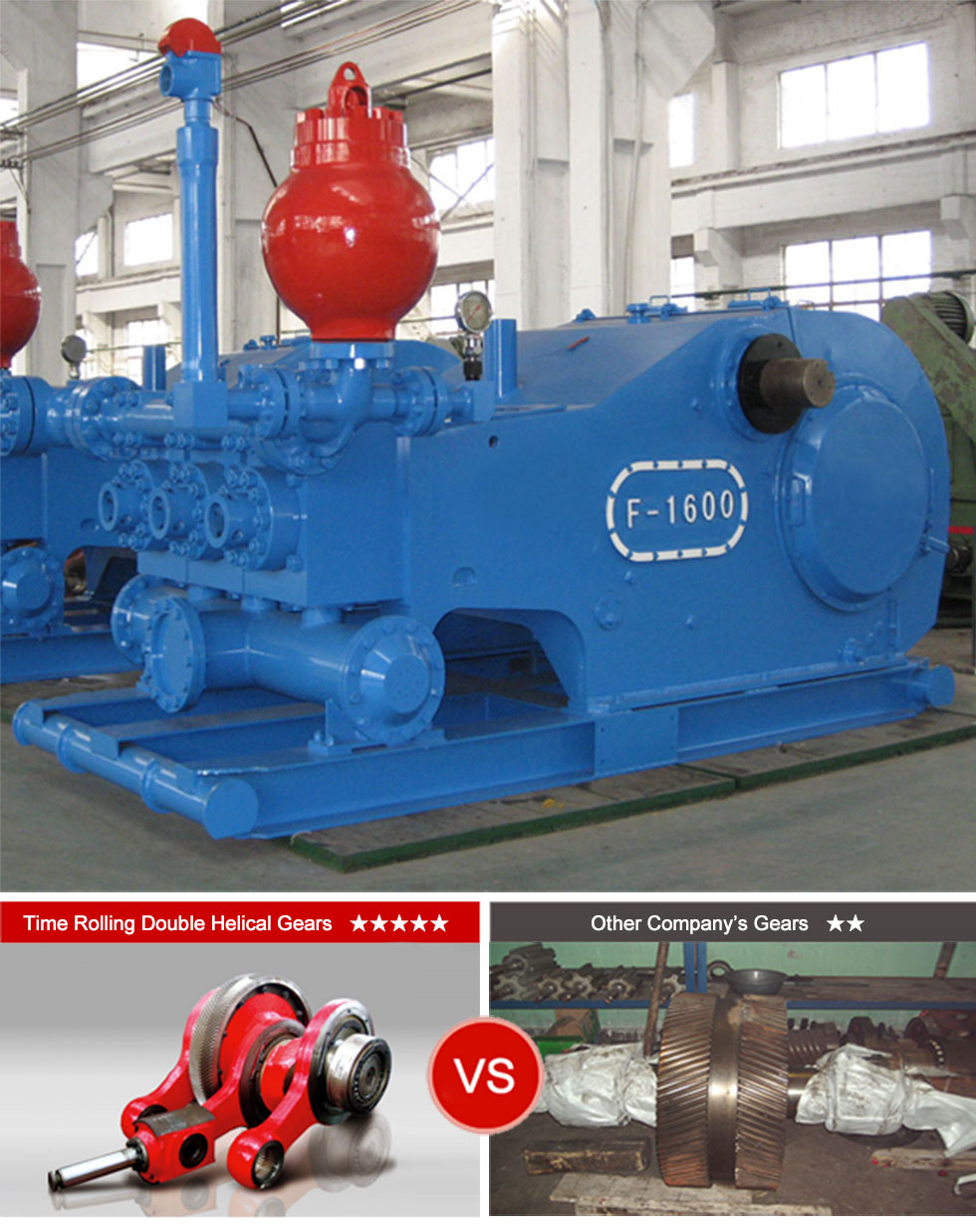 Mud pump and double-helical gear arrangement