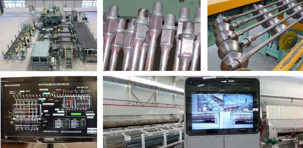 Automatic continuous upsetting line for sucker rods
